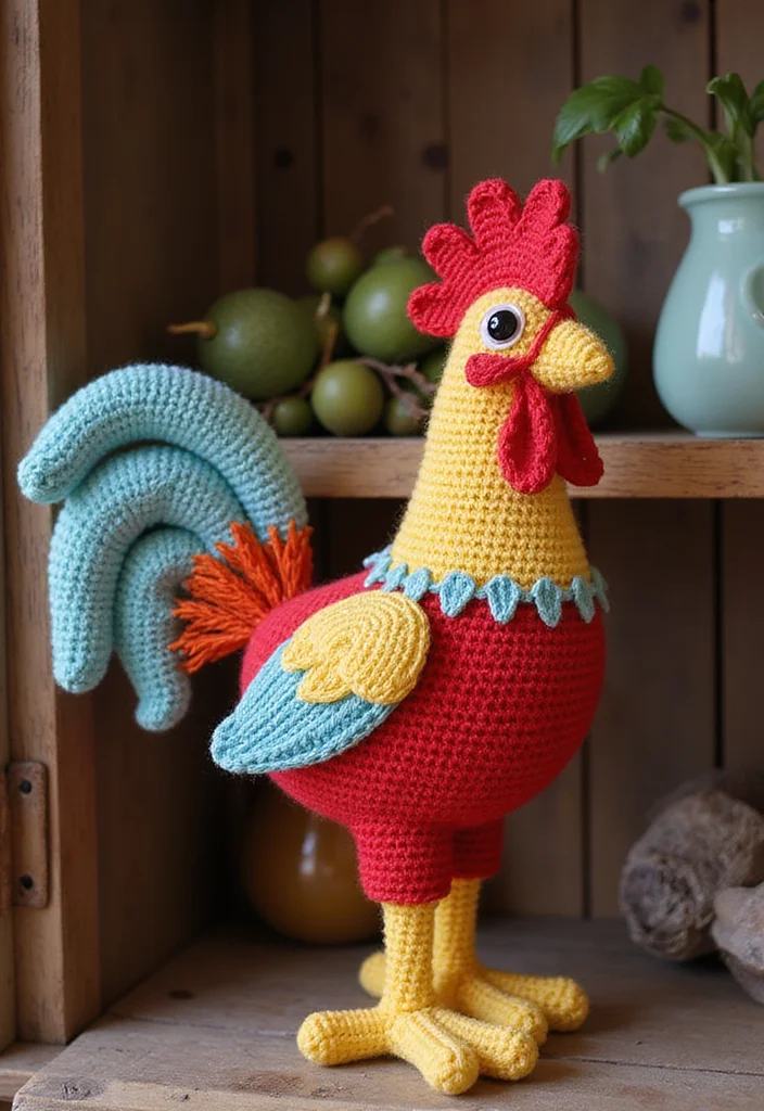 Crochet Chicken Pattern Free: Cute Farm Amigurumi Guide with 19 Fun Visual Inspirations - 3. Funky Rooster Amigurumi