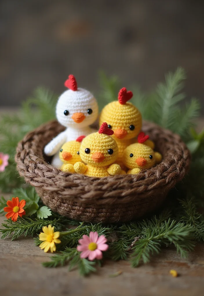 Crochet Chicken Pattern Free: Cute Farm Amigurumi Guide with 19 Fun Visual Inspirations - 5. Woven Nest Decoration