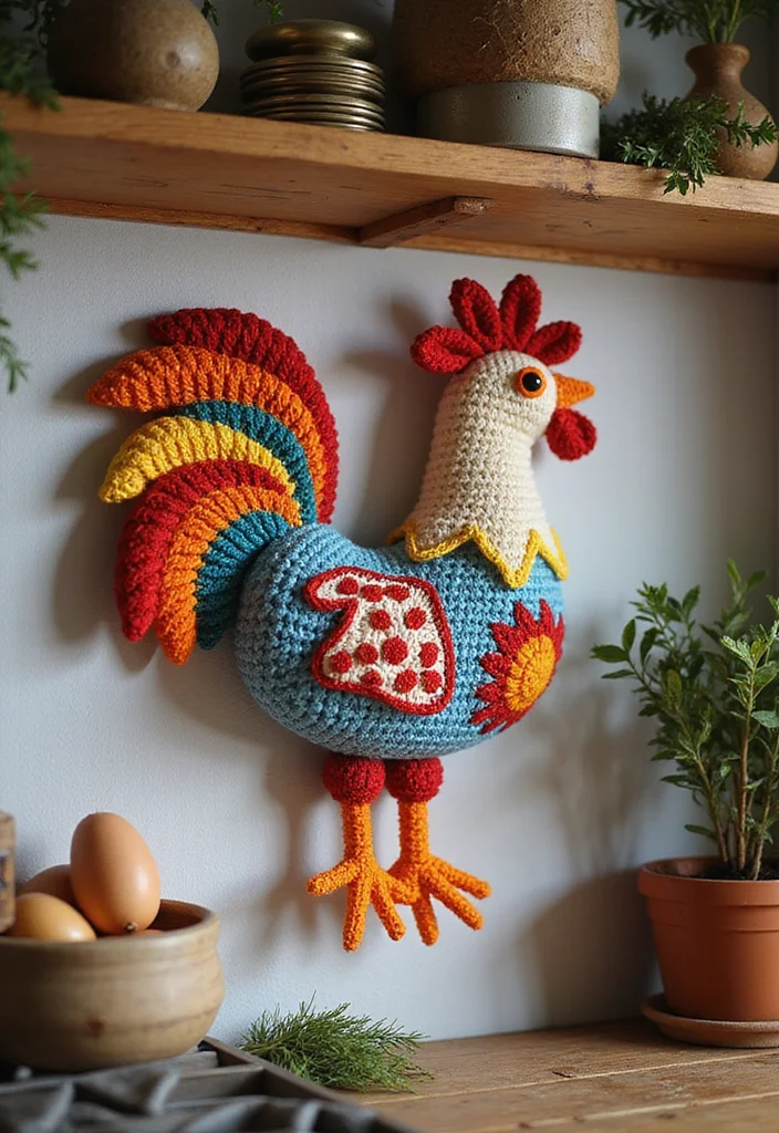 Crochet Chicken Pattern Free: Cute Farm Amigurumi Guide with 19 Fun Visual Inspirations - 7. Crochet Chicken Wall Hanging