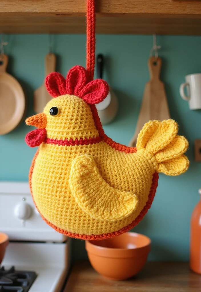 Crochet Chicken Pattern Free: Cute Farm Amigurumi Guide with 19 Fun Visual Inspirations - 8. Crochet Chicken Pot Holder