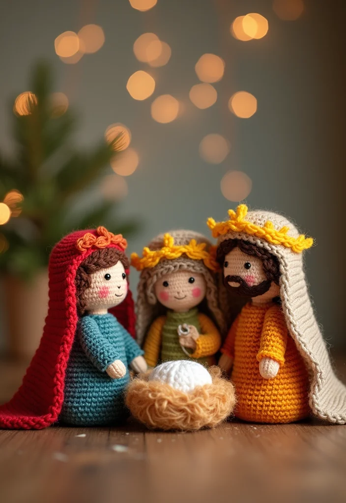 Crochet Christmas Ornaments Free: Holiday Décor Guide with 20 Festive Visual Inspirations - 14. Crochet Nativity Scene