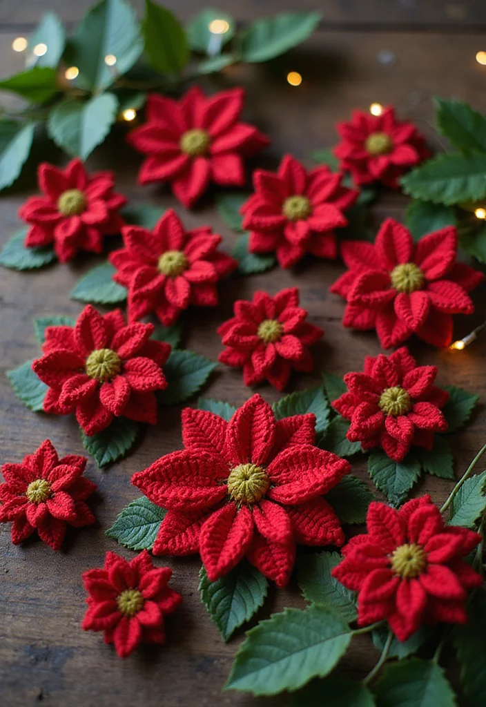 Crochet Christmas Ornaments Free: Holiday Décor Guide with 20 Festive Visual Inspirations - 15. Crochet Poinsettias