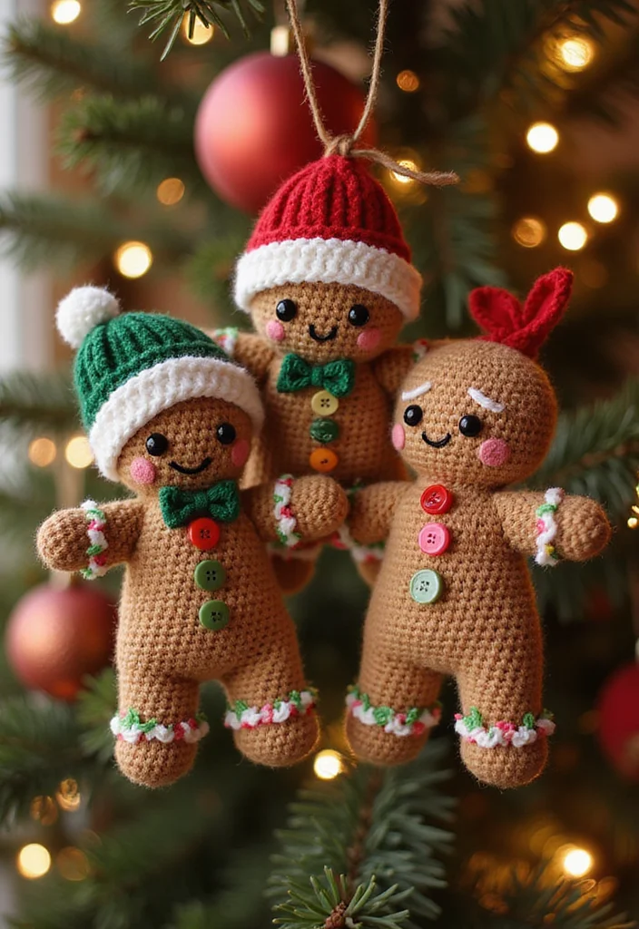 Crochet Christmas Ornaments Free: Holiday Décor Guide with 20 Festive Visual Inspirations - 3. Crochet Ornaments in the Shape of Gingerbread Men
