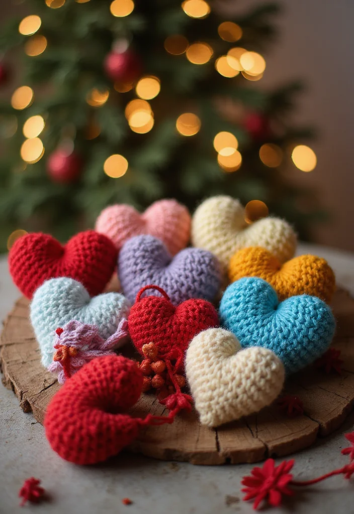 Crochet Christmas Ornaments Free: Holiday Décor Guide with 20 Festive Visual Inspirations - 5. Crochet Hearts for Valentine's Day