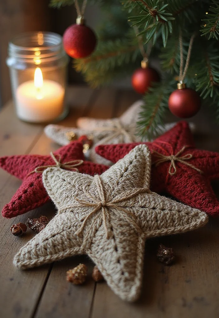 Crochet Christmas Ornaments Free: Holiday Décor Guide with 20 Festive Visual Inspirations - 6. Rustic Crochet Stars