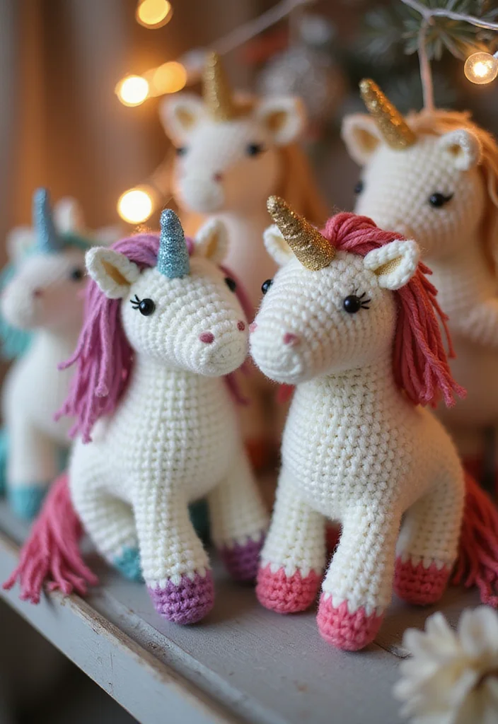 Crochet Christmas Ornaments Free: Holiday Décor Guide with 20 Festive Visual Inspirations - 7. Whimsical Crochet Unicorns