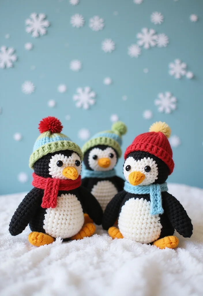 Crochet Christmas Ornaments Free: Holiday Décor Guide with 20 Festive Visual Inspirations - 8. Adorable Crochet Penguins