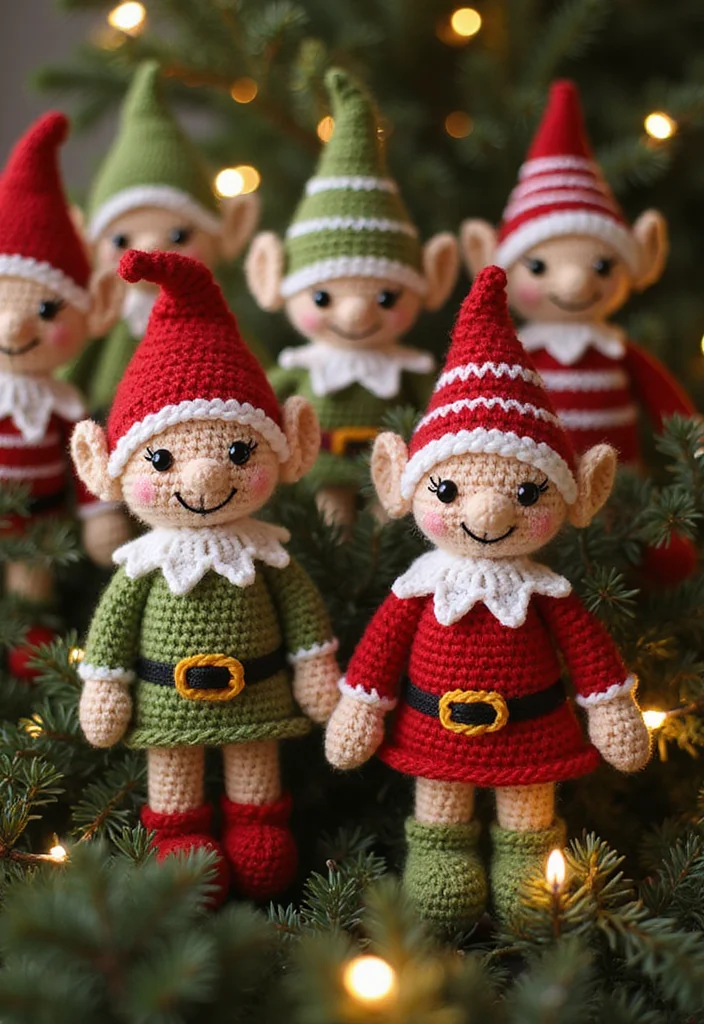 Crochet Christmas Ornaments Free: Holiday Décor Guide with 20 Festive Visual Inspirations - 9. Playful Crochet Elves