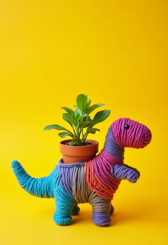 Crochet Dinosaur Pattern Free: Fun Amigurumi Guide with 18 Playful Visual Inspirations - 13. Dino Plant Holder