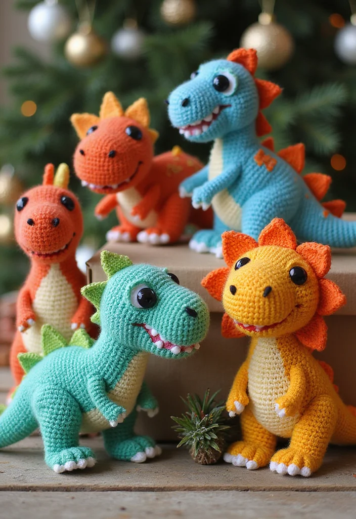 Crochet Dinosaur Pattern Free: Fun Amigurumi Guide with 18 Playful Visual Inspirations - 16. Dino-Themed Gift Bags
