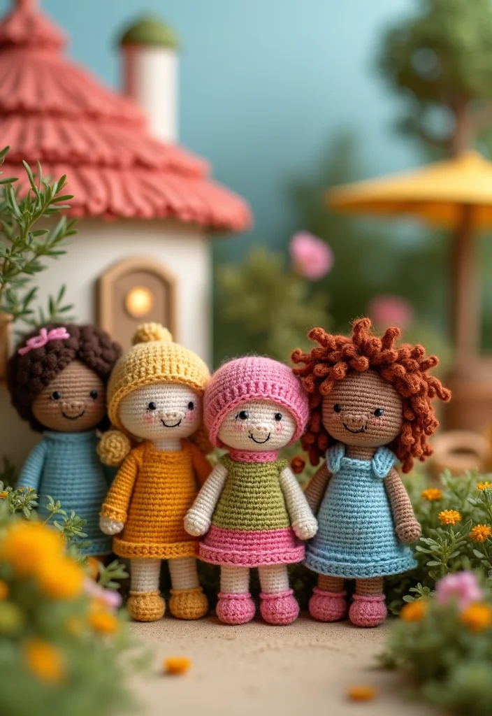 Crochet Dolls Free Patterns: Adorable Amigurumi Guide with 19 Cute Visual Inspirations - 6. Playful Doll Sets