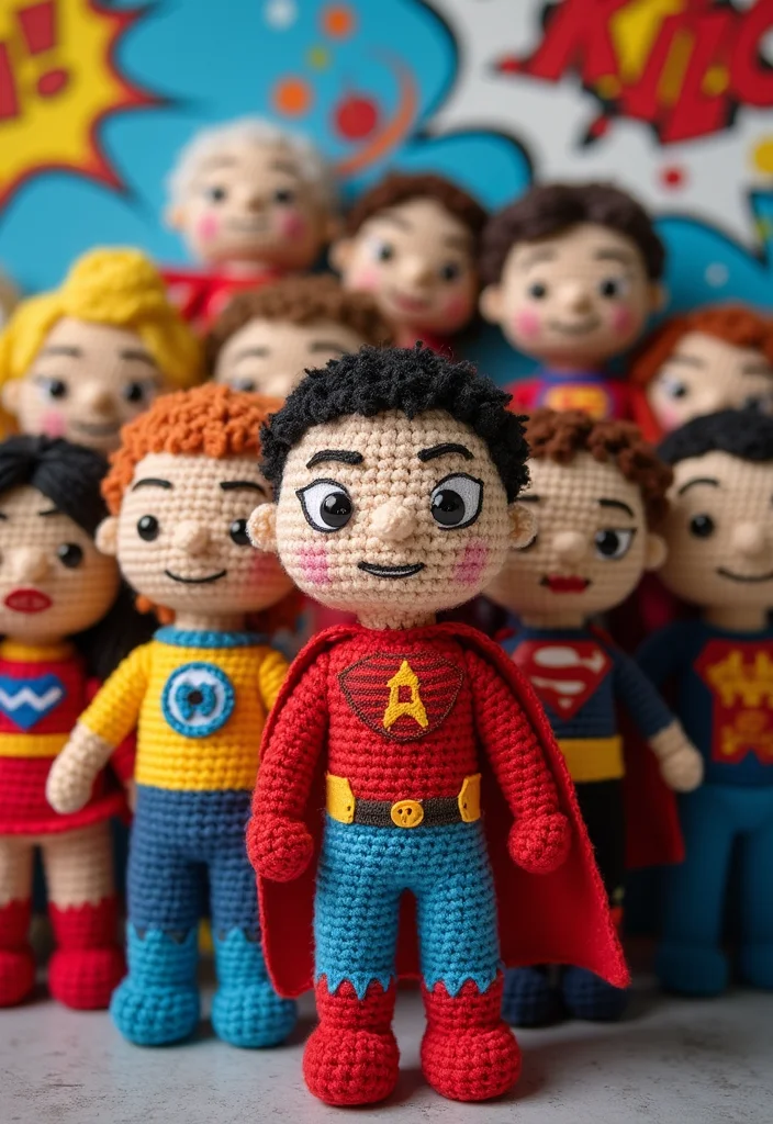 Crochet Dolls Free Patterns: Adorable Amigurumi Guide with 19 Cute Visual Inspirations - 7. Superhero Amigurumi Dolls