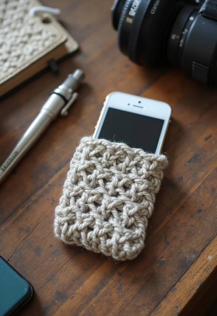 Crochet Gifts for Men: Practical Handmade Ideas with 17 Masculine Visual Inspirations - 10. Crochet Phone Sleeve