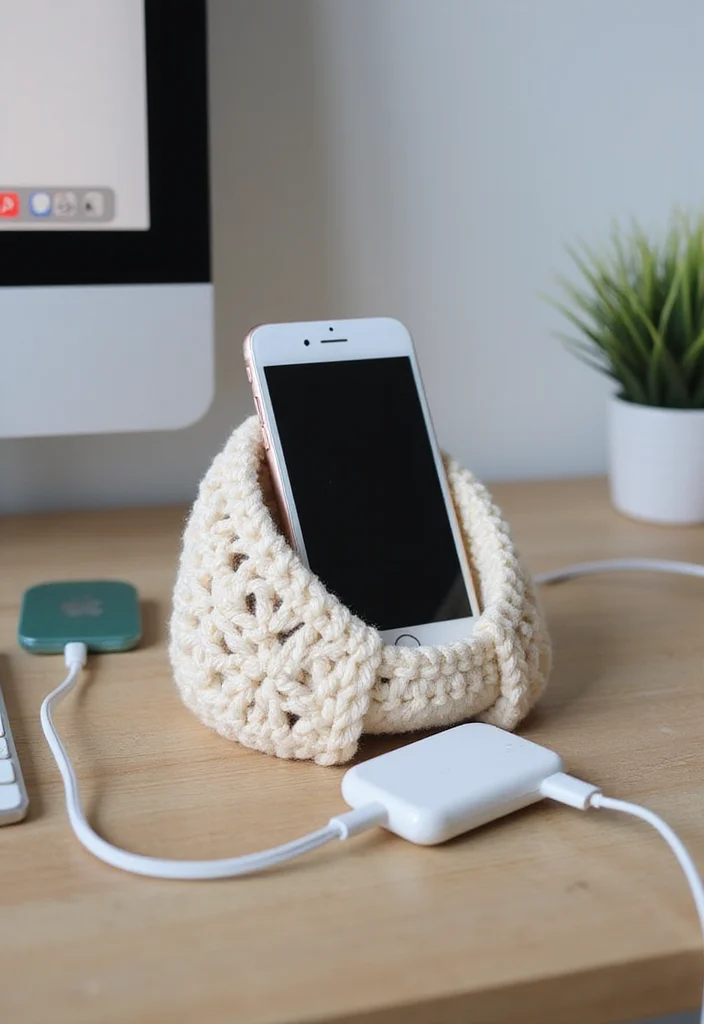 Crochet Gifts for Men: Practical Handmade Ideas with 17 Masculine Visual Inspirations - 15. Crochet Phone Charger Holder