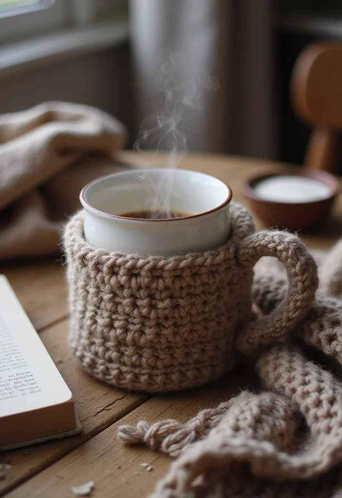Crochet Gifts for Men: Practical Handmade Ideas with 17 Masculine Visual Inspirations - 9. Crochet Mug Cozy