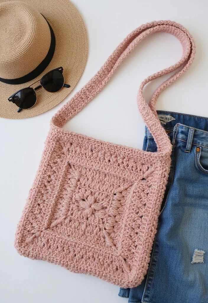 Crochet Granny Square Bag Tutorial Featuring 19 Creative Visual Inspirations for Your Next Project - 10. Cozy Sling Bag