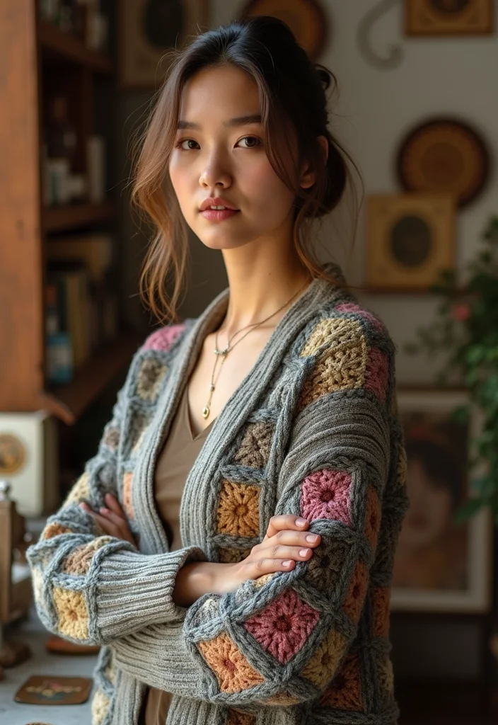 Crochet Granny Square Cardigan Guide with 20 Creative Visual Inspirations - 20. Upcycled Granny Square Cardigans