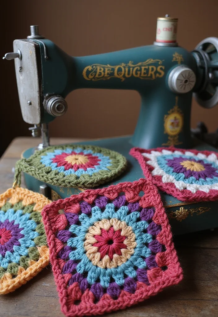 Crochet Granny Square Pattern: Classic Design Guide with 20 Timeless Visual Inspirations - 16. Upcycled Granny Squares