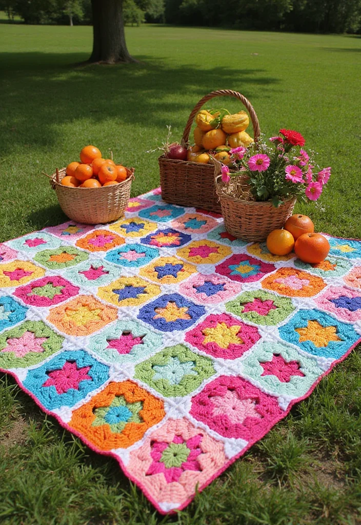 Crochet Granny Square Pattern: Classic Design Guide with 20 Timeless Visual Inspirations - 2. Bright and Bold Color Block Squares