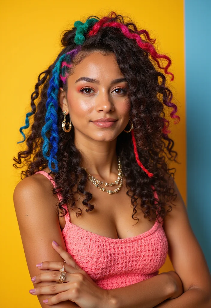 Crochet Hair Styles Freetress Guide: 20 Trendy Visual Inspirations - 6. Bold Colorful Crochets