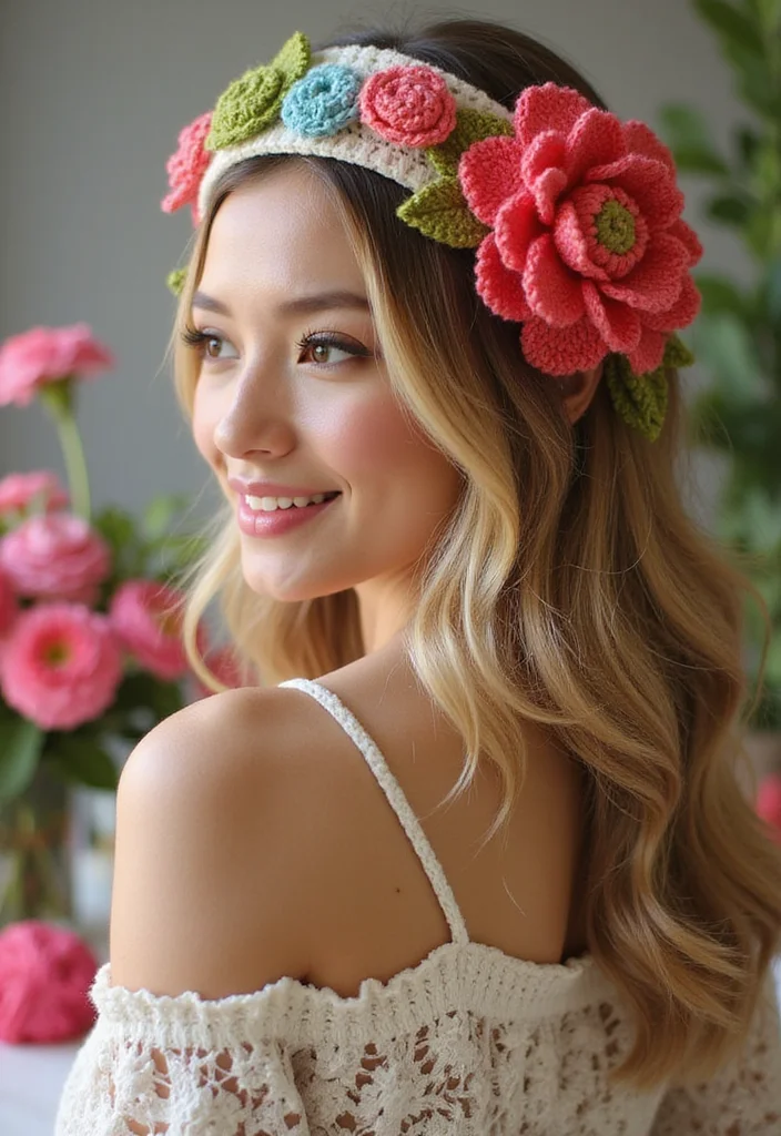 Crochet Headband Pattern Free: Easy DIY Guide with 17 Charming Visual Inspirations - 3. Flower Appliqué Headband