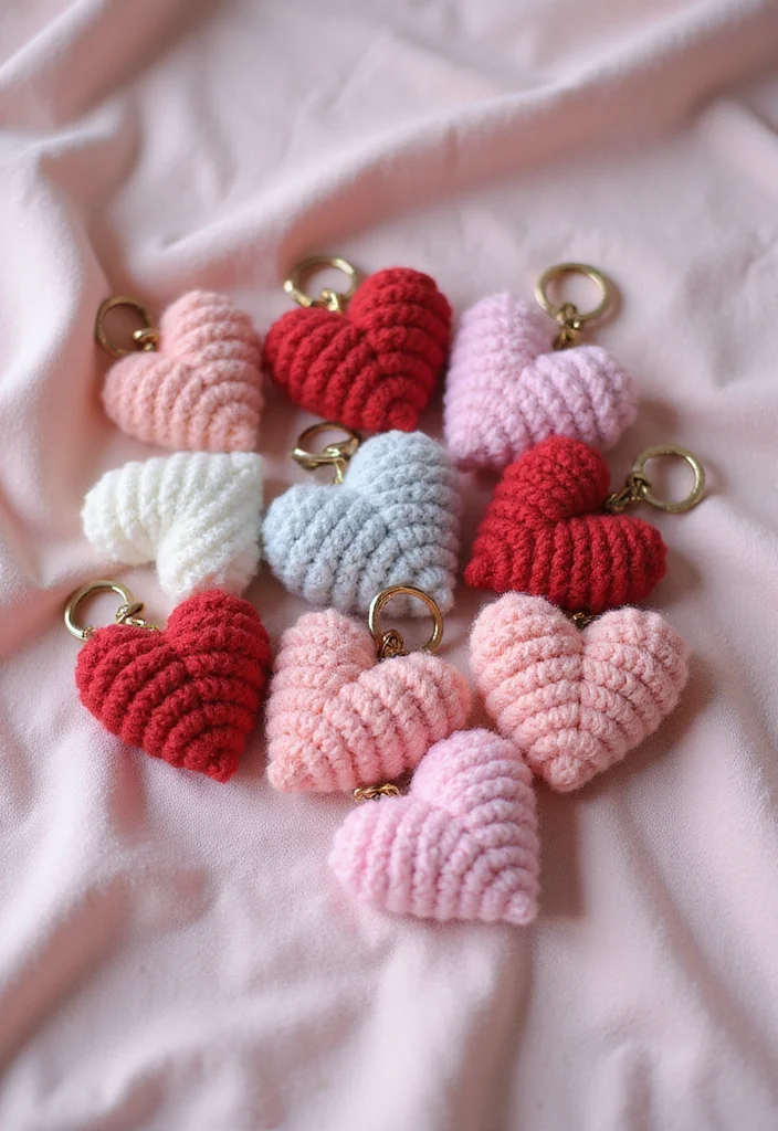 Crochet Keychain Pattern Free: Quick Mini Project Guide with 19 Fun Visual Inspirations - 11. Heartfelt Shapes