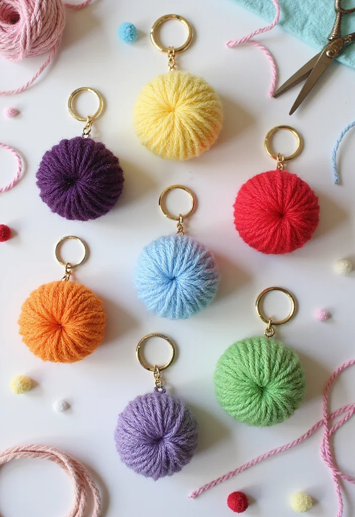 Crochet Keychain Pattern Free: Quick Mini Project Guide with 19 Fun Visual Inspirations - 12. Funky Pom-Poms