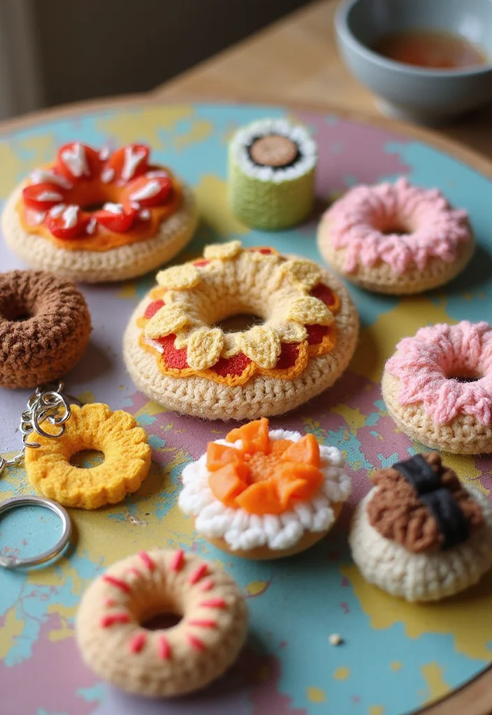 Crochet Keychain Pattern Free: Quick Mini Project Guide with 19 Fun Visual Inspirations - 2. Cute Food Keychains
