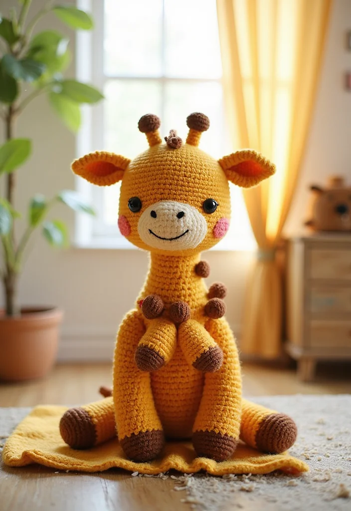 Crochet Lovey Free Pattern: Baby Comfort Toy Guide with 20 Soft Visual Inspirations - 11. Giraffe Hugging Lovey