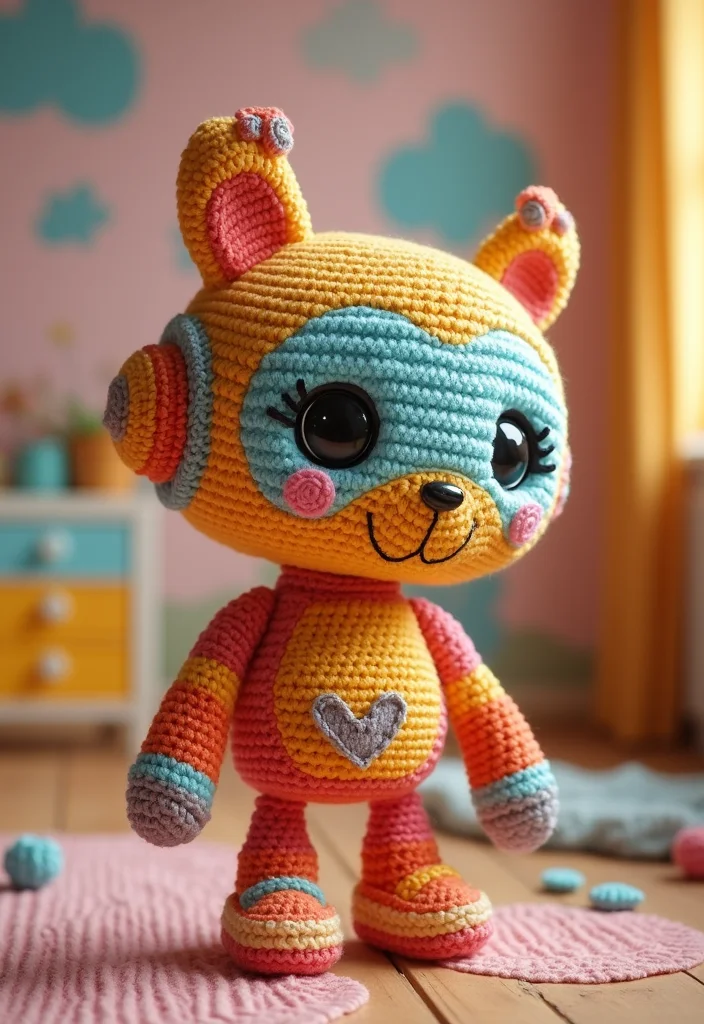 Crochet Lovey Free Pattern: Baby Comfort Toy Guide with 20 Soft Visual Inspirations - 13. Charming Robot Lovey