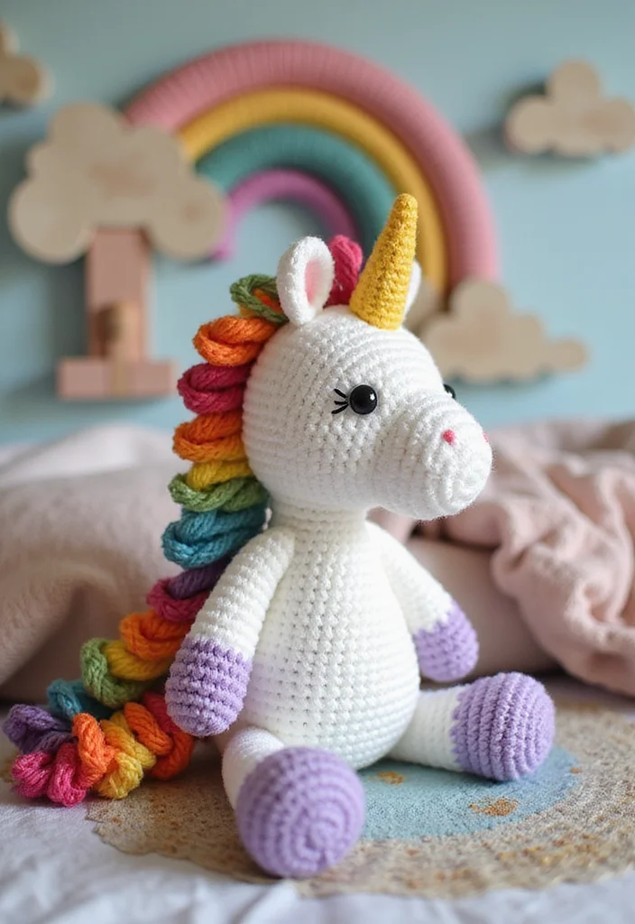 Crochet Lovey Free Pattern: Baby Comfort Toy Guide with 20 Soft Visual Inspirations - 2. Enchanted Unicorn Lovey