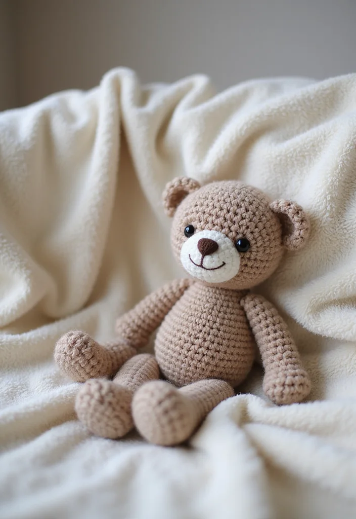 Crochet Lovey Free Pattern: Baby Comfort Toy Guide with 20 Soft Visual Inspirations - 3. Classic Teddy Bear Lovey