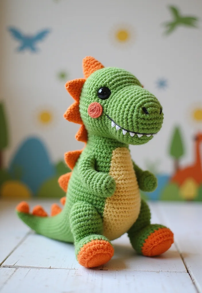 Crochet Lovey Free Pattern: Baby Comfort Toy Guide with 20 Soft Visual Inspirations - 4. Adorable Dinosaur Lovey