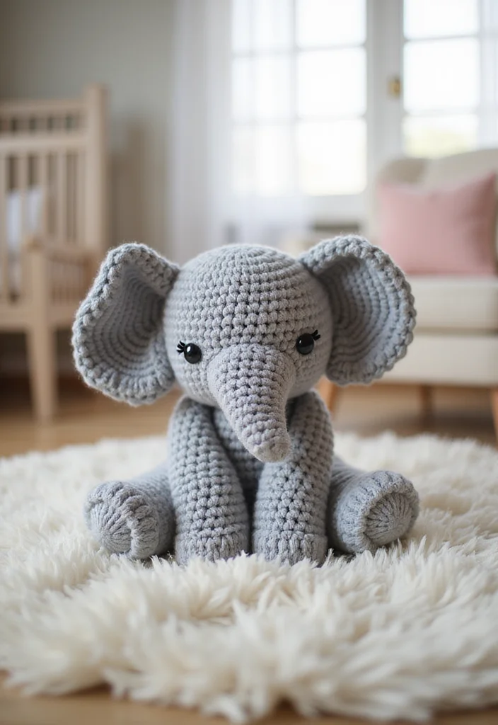 Crochet Lovey Free Pattern: Baby Comfort Toy Guide with 20 Soft Visual Inspirations - 7. Whimsical Elephant Snuggly