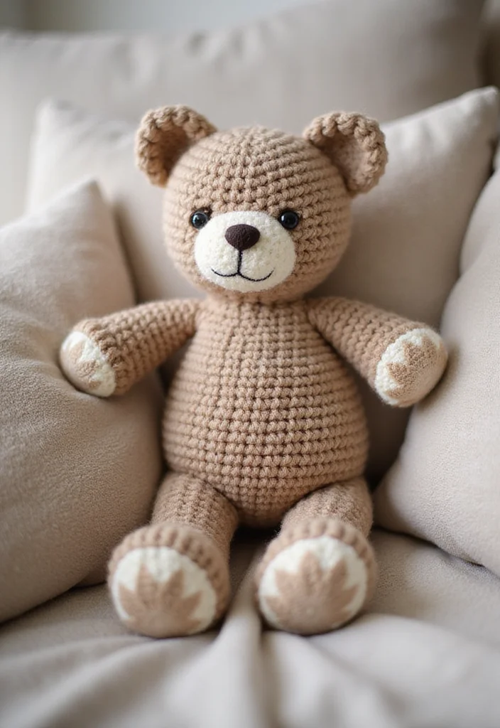 Crochet Lovey Free Pattern: Baby Comfort Toy Guide with 20 Soft Visual Inspirations - 9. Cozy Bear Paw Lovey