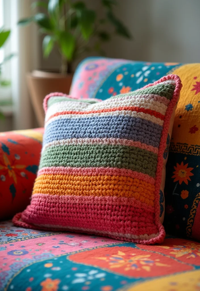 Crochet Pillow Patterns Free: Cozy Home Décor Guide with 17 Soft Visual Inspirations - 11. Artistic Color Blocking
