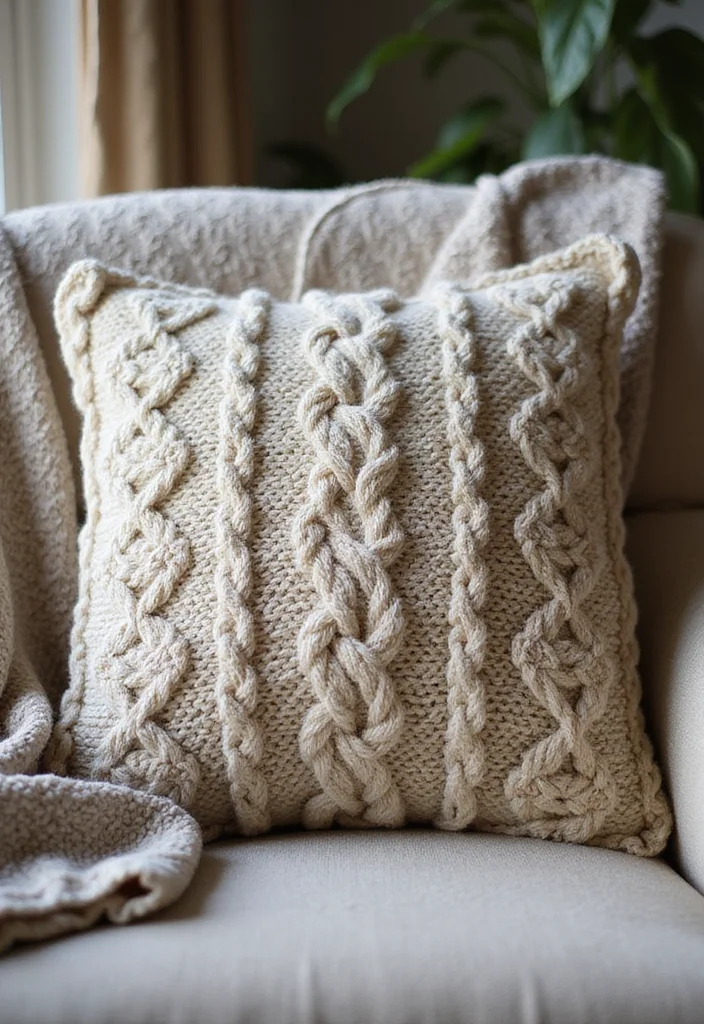 Crochet Pillow Patterns Free: Cozy Home Décor Guide with 17 Soft Visual Inspirations - 5. Cozy Cable Knit
