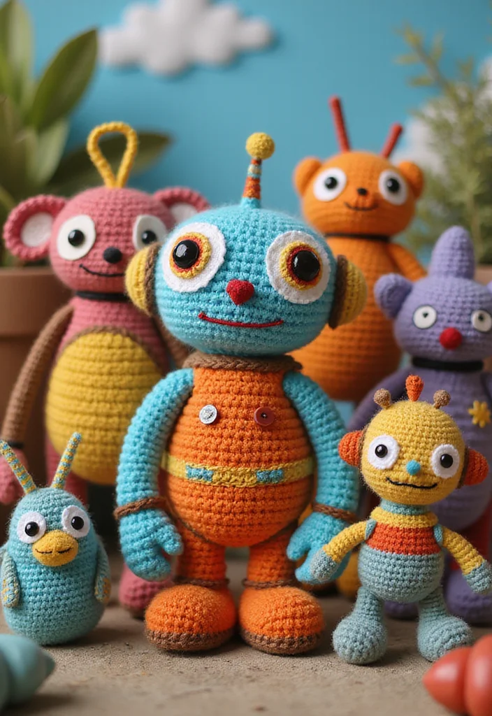 Crochet Plushies Pattern Free: Soft Toy Guide with 20 Whimsical Visual Inspirations - 14. Fun Robot Plushies