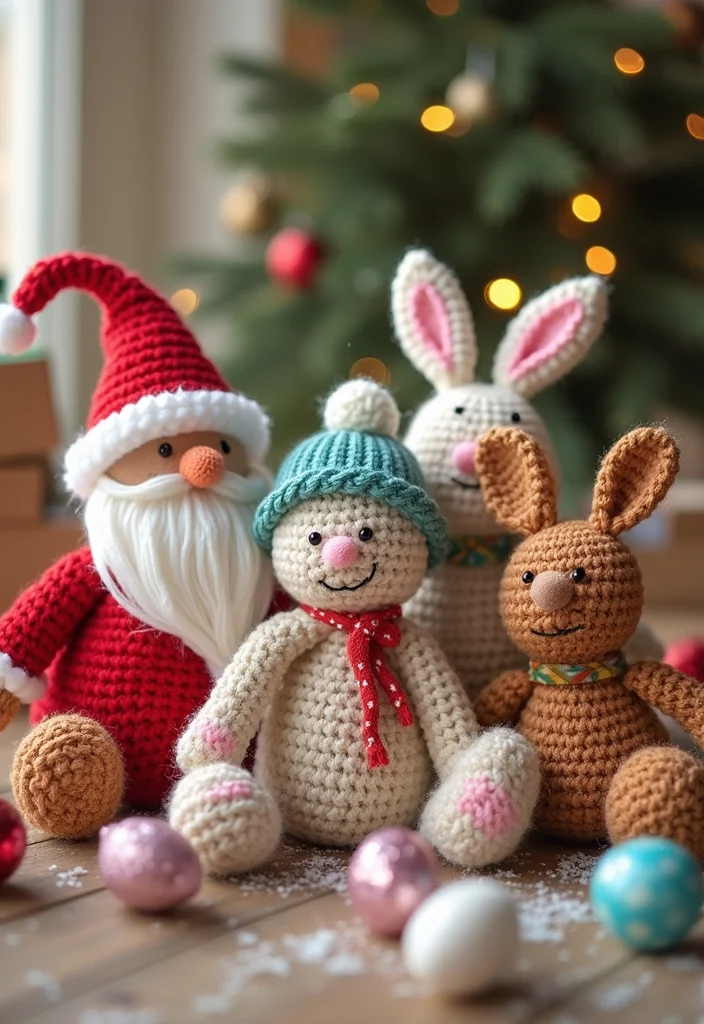 Crochet Plushies Pattern Free: Soft Toy Guide with 20 Whimsical Visual Inspirations - 15. Cheerful Holiday Plushies