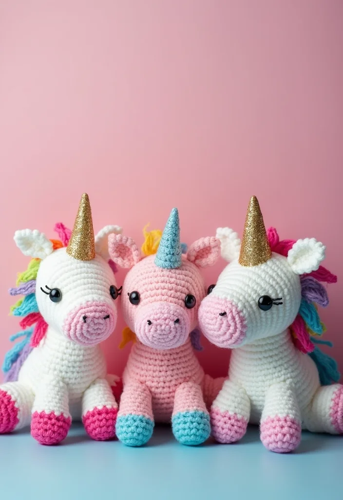Crochet Plushies Pattern Free: Soft Toy Guide with 20 Whimsical Visual Inspirations - 2. Whimsical Unicorns