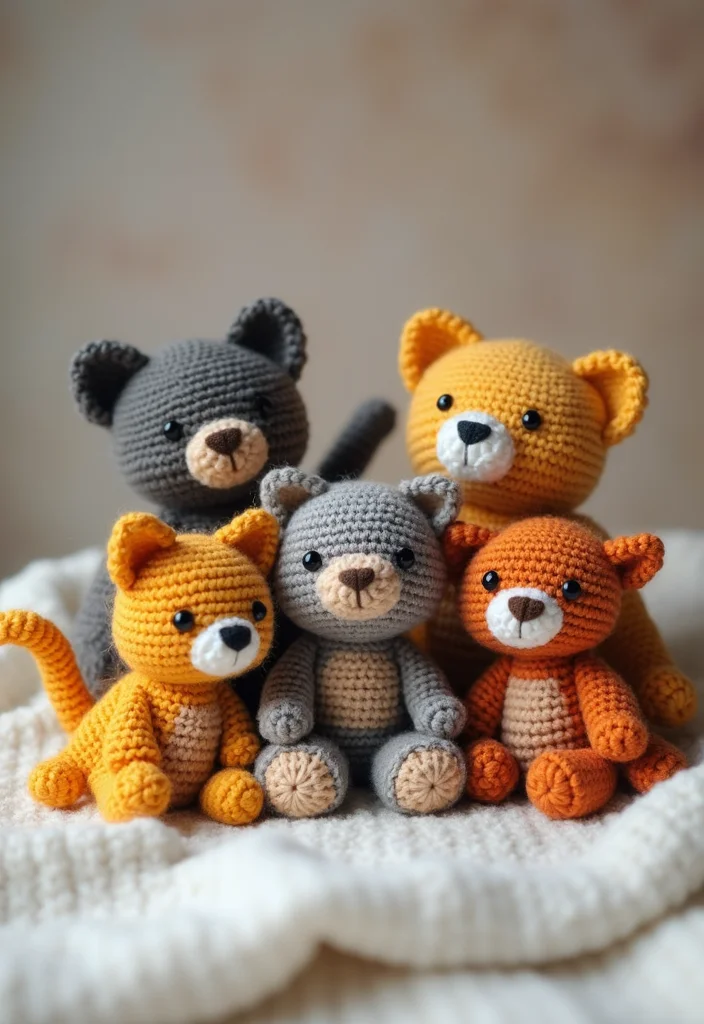 Crochet Plushies Pattern Free: Soft Toy Guide with 20 Whimsical Visual Inspirations - 3. Cute Crochet Cats