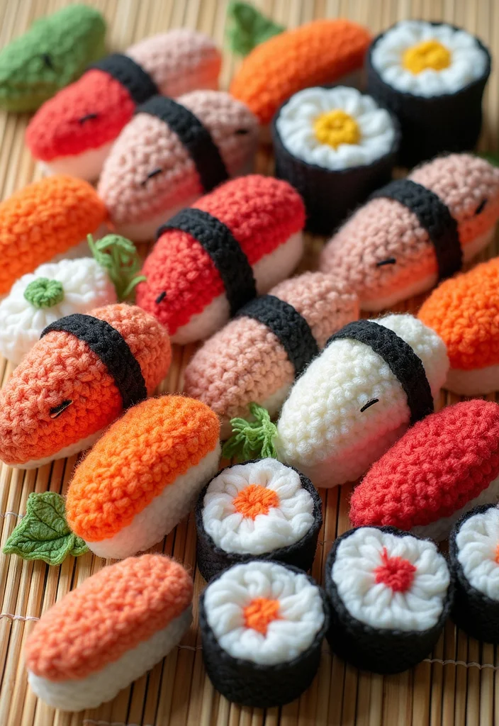 Crochet Plushies Pattern Free: Soft Toy Guide with 20 Whimsical Visual Inspirations - 5. Sweet Sushi Plushies