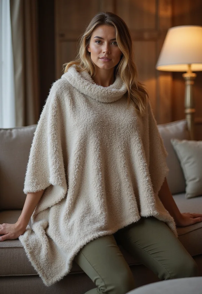 Crochet Poncho Free Pattern: Cozy Wearable Guide with 18 Stylish Visual Inspirations - 3. The Oversized Cozy Poncho