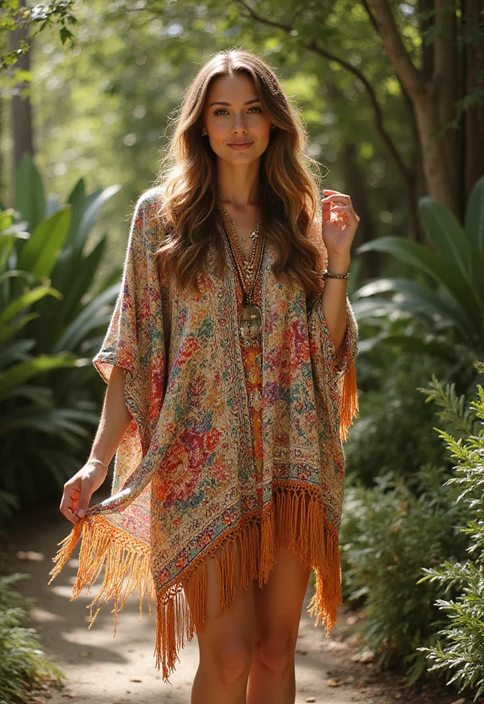 Crochet Poncho Free Pattern: Cozy Wearable Guide with 18 Stylish Visual Inspirations - 5. The Boho-Inspired Fringe Poncho