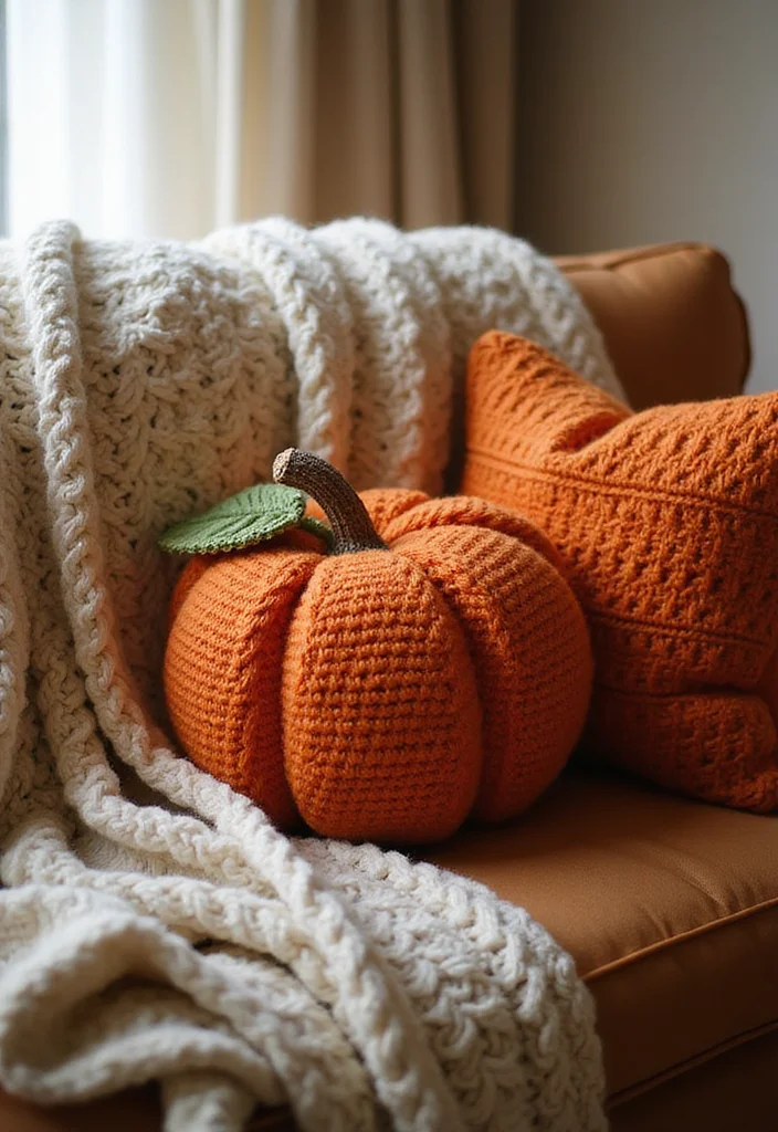 Crochet Pumpkin Free Pattern: Fall Décor Guide with 19 Seasonal Visual Inspirations - 10. Pumpkin Throw Pillows