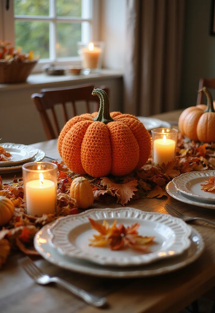 Crochet Pumpkin Free Pattern: Fall Décor Guide with 19 Seasonal Visual Inspirations - 12. Pumpkin Centerpiece
