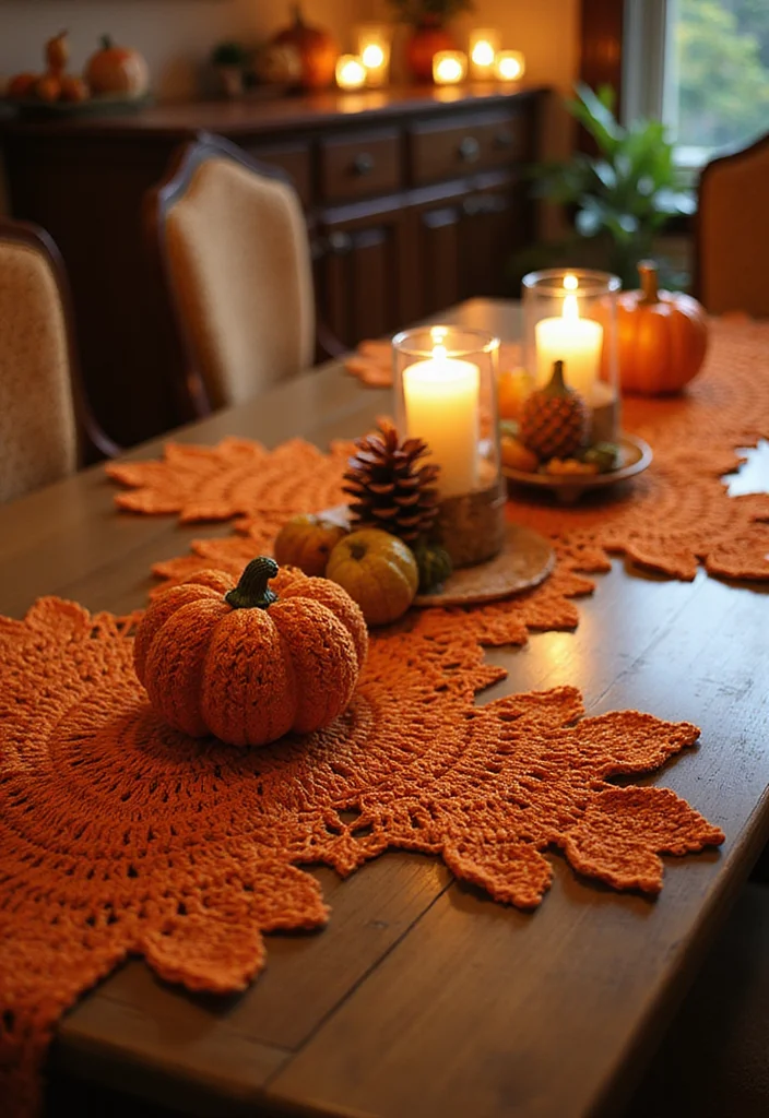 Crochet Pumpkin Free Pattern: Fall Décor Guide with 19 Seasonal Visual Inspirations - 13. Pumpkin Table Runner