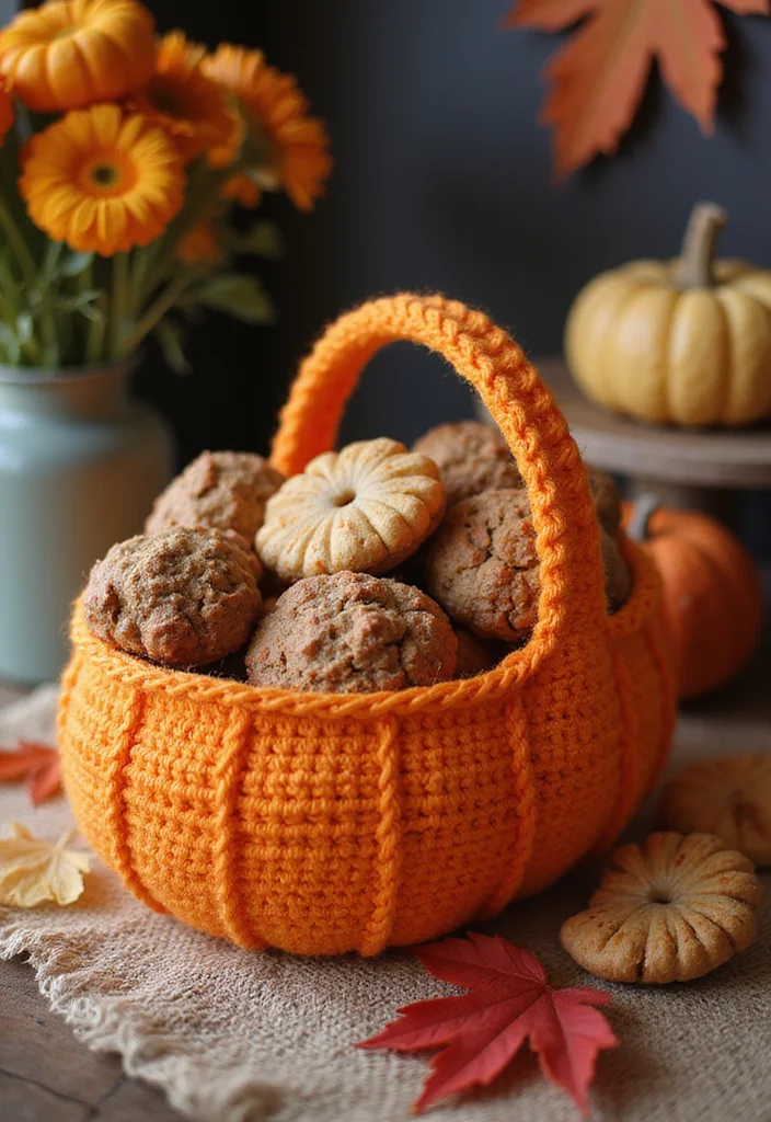 Crochet Pumpkin Free Pattern: Fall Décor Guide with 19 Seasonal Visual Inspirations - 14. Crochet Pumpkin Basket