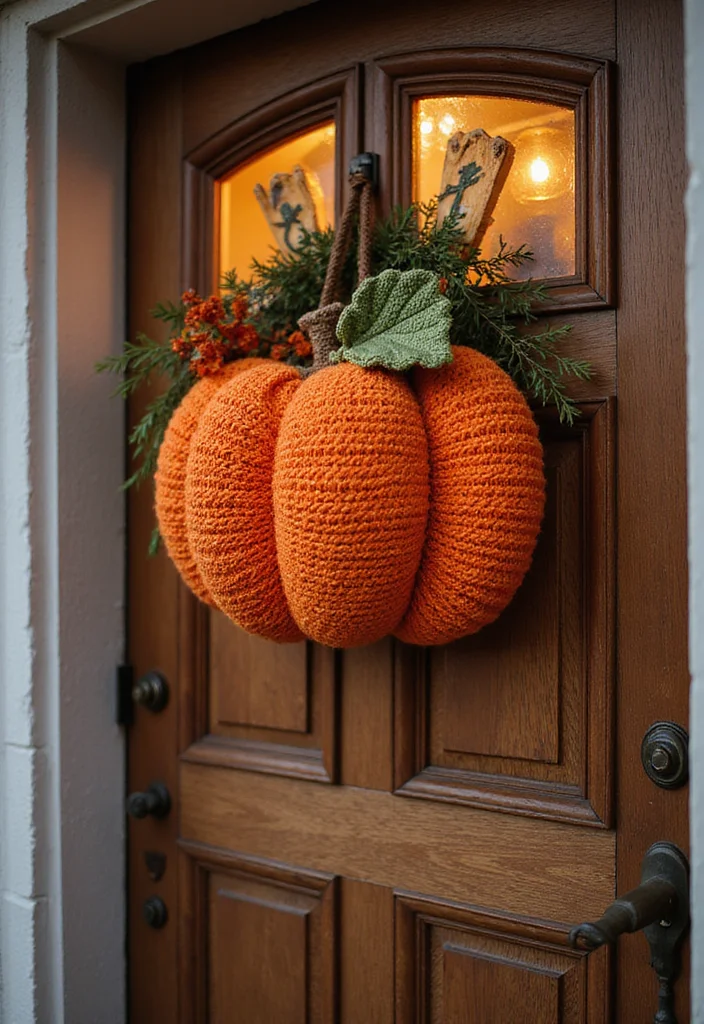 Crochet Pumpkin Free Pattern: Fall Décor Guide with 19 Seasonal Visual Inspirations - 15. Crochet Pumpkin Door Hanger