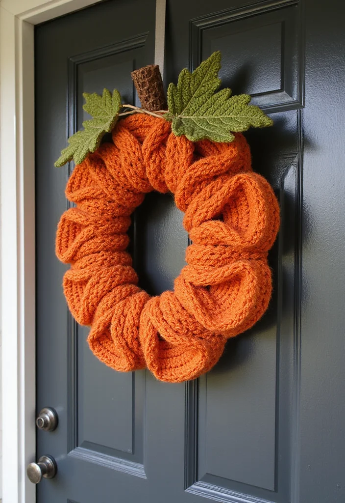Crochet Pumpkin Free Pattern: Fall Décor Guide with 19 Seasonal Visual Inspirations - 17. Crocheted Pumpkin Wreath